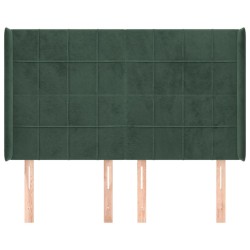 Tête de lit avec oreilles Vert foncé 147x16x118/128 cm Velours 