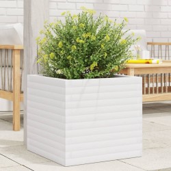 Jardinière blanc 50x50x46 cm bois de pin massif 