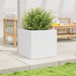 Jardinière blanc 50x50x46 cm bois de pin massif 