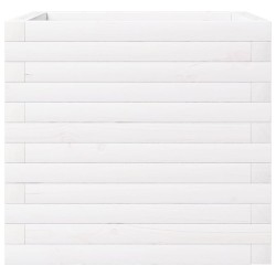 Jardinière blanc 50x50x46 cm bois de pin massif 