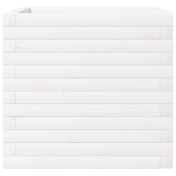 Jardinière blanc 50x50x46 cm bois de pin massif 