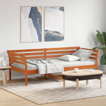 Lit de jour sans matelas cire marron 100x200 cm pin massif 