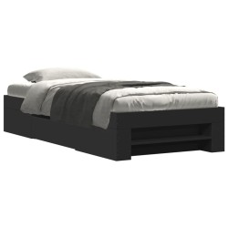 Cadre de lit sans matelas noir 75x190 cm bois ingénierie 