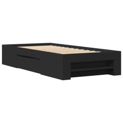 Cadre de lit sans matelas noir 75x190 cm bois ingénierie 
