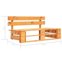 Canapé central palette de jardin marron miel bois pin imprégné 