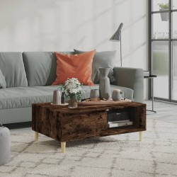 Table basse chêne fumé 90x60x35 cm bois d'ingénierie 