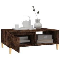 Table basse chêne fumé 90x60x35 cm bois d'ingénierie 