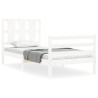 Cadre de lit sans matelas blanc bois massif 