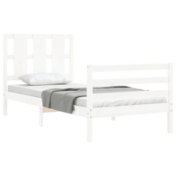 Cadre de lit sans matelas blanc bois massif 
