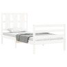 Cadre de lit sans matelas blanc bois massif 
