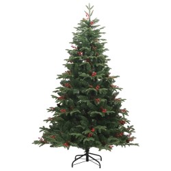 Sapin de Noël artificiel avec pommes de pin et baies 210 cm 