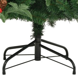Sapin de Noël artificiel avec pommes de pin et baies 210 cm 
