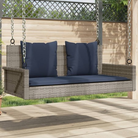 Banc à bascule avec coussins Gris 119 x 56 x 48 cm Résine tressée 