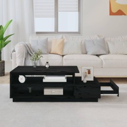 Table basse Noir 120x50x40,5 cm Bois massif de pin 