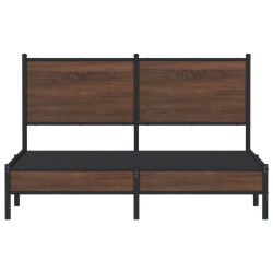 Cadre de lit en métal sans matelas chêne marron 137x190 cm 