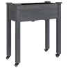 Jardinière sur roues avec doublure gris 71x37x80 cm bois sapin 