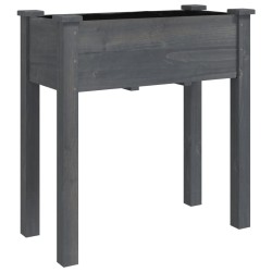 Jardinière sur roues avec doublure gris 71x37x80 cm bois sapin 