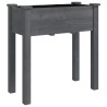 Jardinière sur roues avec doublure gris 71x37x80 cm bois sapin 