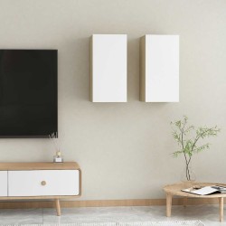 Meubles TV 2 pcs Blanc et chêne sonoma Bois d’ingénierie 