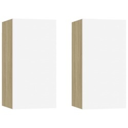 Meubles TV 2 pcs Blanc et chêne sonoma Bois d’ingénierie 