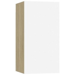 Meubles TV 2 pcs Blanc et chêne sonoma Bois d’ingénierie 