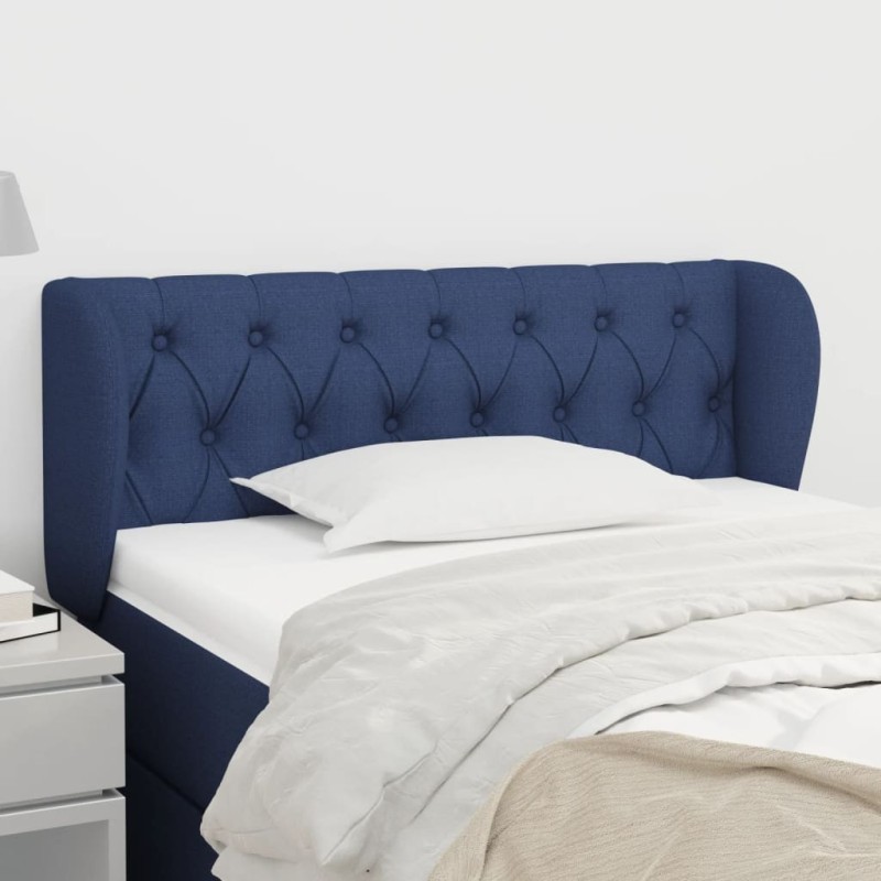 Tête de lit avec oreilles Bleu 103x23x78/88 cm Tissu 