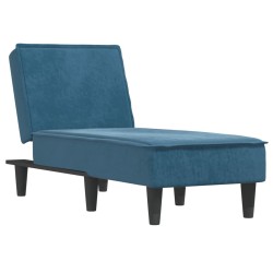 Chaise longue bleu velours 