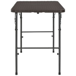 Table de jardin pliante Marron 120x60x74cm PEHD Aspect de rotin 