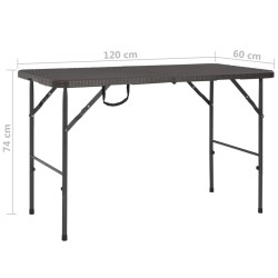 Table de jardin pliante Marron 120x60x74cm PEHD Aspect de rotin 