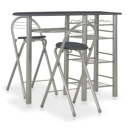 Ensemble de bar avec étagères 3 pcs Bois et acier Noir 