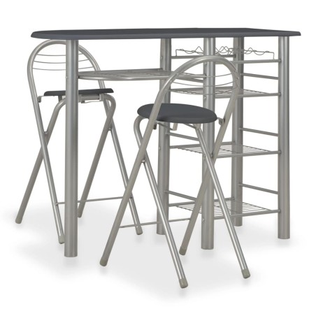 Ensemble de bar avec étagères 3 pcs Bois et acier Noir 