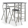 Ensemble de bar avec étagères 3 pcs Bois et acier Noir 