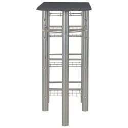 Ensemble de bar avec étagères 3 pcs Bois et acier Noir 