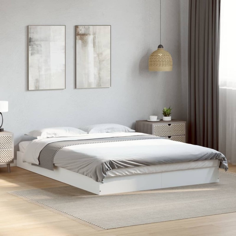 Cadre de lit sans matelas blanc 140x200 cm bois d'ingénierie 