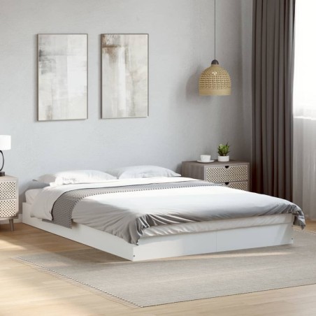 Cadre de lit sans matelas blanc 140x200 cm bois d'ingénierie 
