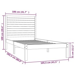 Cadre de lit sans matelas marron miel 100x200 cm bois massif 