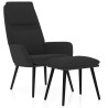 Chaise de relaxation avec tabouret Noir Tissu 