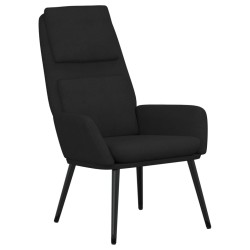 Chaise de relaxation avec tabouret Noir Tissu 