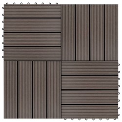Carreaux de terrasse 22 pcs 30 x 30 cm 2 m² WPC Marron foncé 
