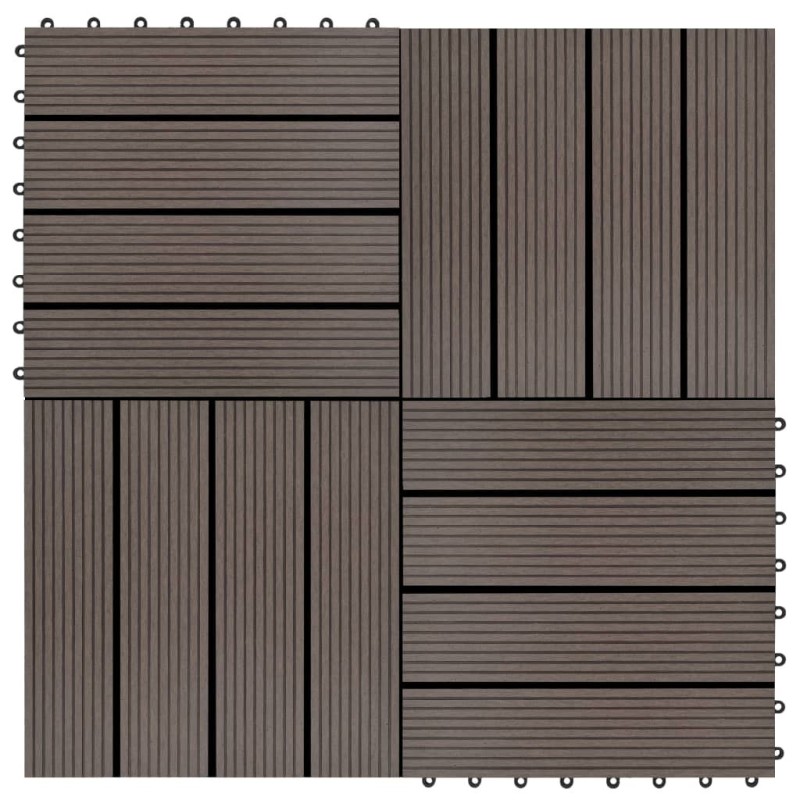 Carreaux de terrasse 22 pcs 30 x 30 cm 2 m² WPC Marron foncé Carreaux de terrasse 22 pcs 30 x 30 cm 2 m² WPC Marron foncé