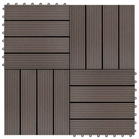 Carreaux de terrasse 22 pcs 30 x 30 cm 2 m² WPC Marron foncé 