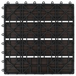 Carreaux de terrasse 22 pcs 30 x 30 cm 2 m² WPC Marron foncé 