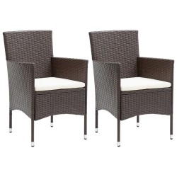 Chaises à manger de jardin lot de 2 Résine tressée Marron 
