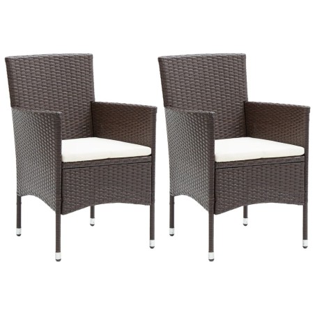 Chaises à manger de jardin lot de 2 Résine tressée Marron 