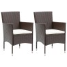 Chaises à manger de jardin lot de 2 Résine tressée Marron 