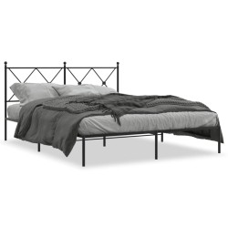 Cadre de lit métal sans matelas avec tête de lit noir 150x200cm 