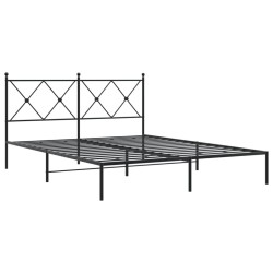 Cadre de lit métal sans matelas avec tête de lit noir 150x200cm 