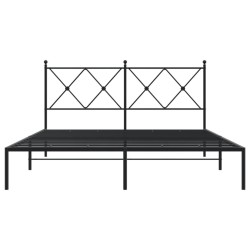 Cadre de lit métal sans matelas avec tête de lit noir 150x200cm 