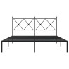 Cadre de lit métal sans matelas avec tête de lit noir 150x200cm 