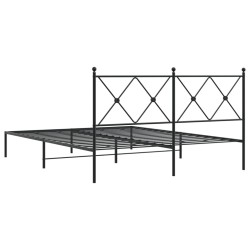 Cadre de lit métal sans matelas avec tête de lit noir 150x200cm 